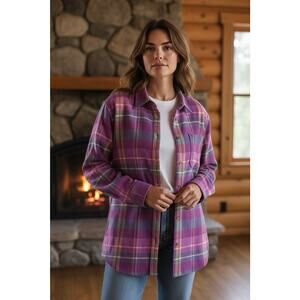 New Madhappy Plaid Shirt Size L – CabinCore Cozy Vintage Style NWT Pink Purple